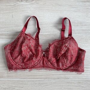 Sofia Intimates by Sofia Vergara Eyelash Lace Balconette Bra Red 40D